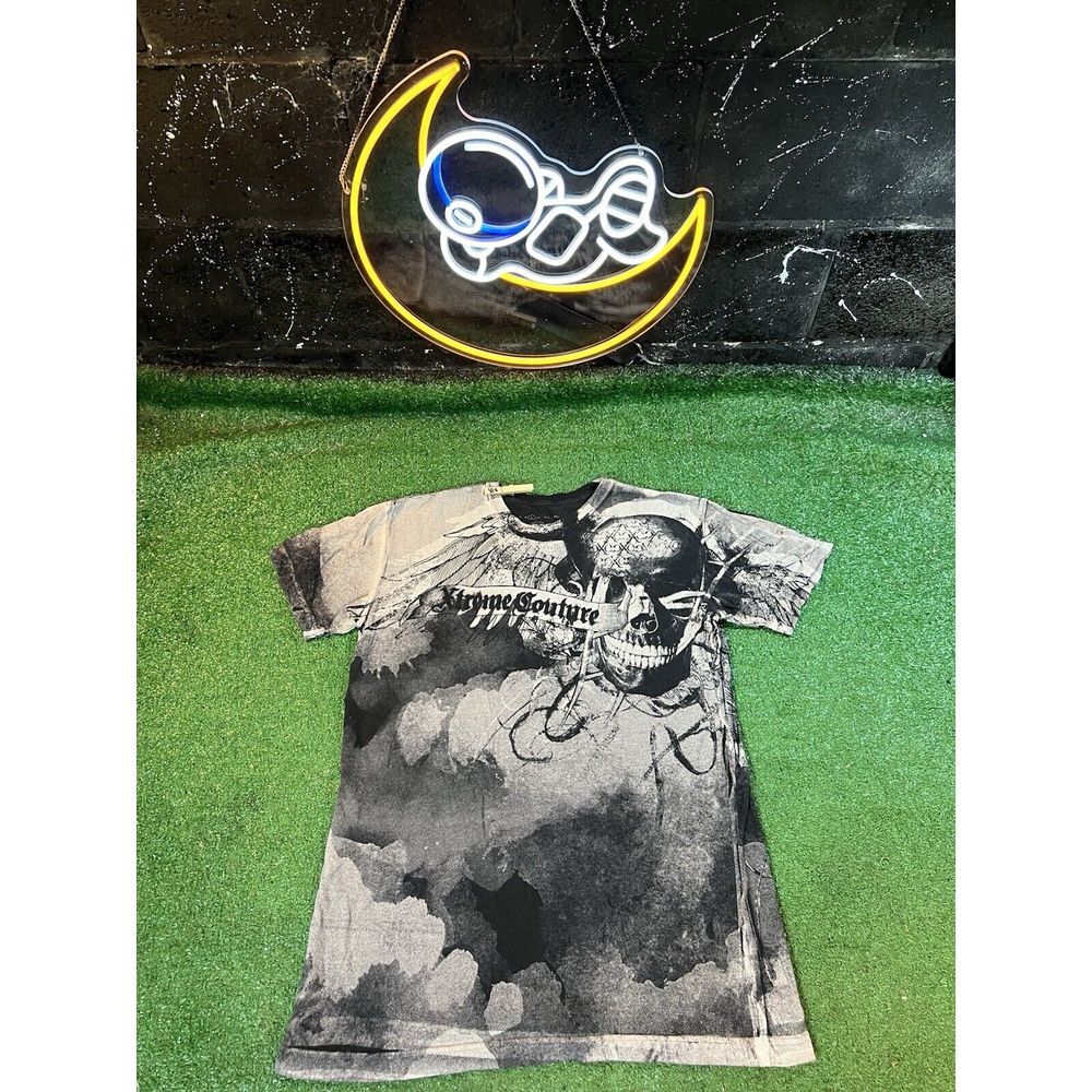 Xtreme Couture By Affliction Men's T-shirt Combatant‎ Skull Biker Size Large